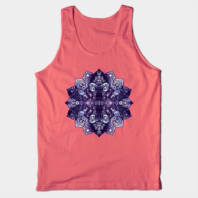 Blue/Purple Paint Pour Mandala Tank Top by Designs_by_KC